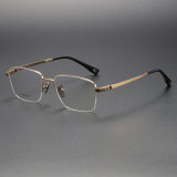 Half Rim Titanium Glasses LE1165_Gold