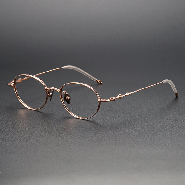 Oval Titanium Glasses LE1215_Rose Gold