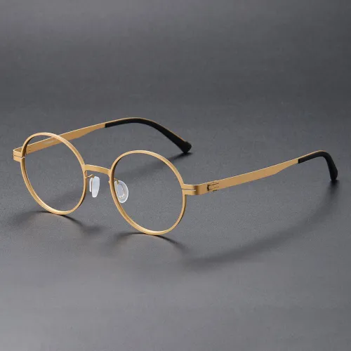 Round Titanium Glasses LE1238_Gold