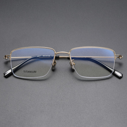 Half Rim Titanium Glasses LE1234_Gold