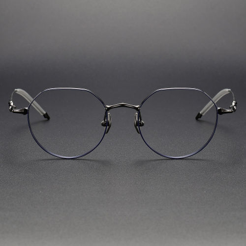 Geometric Titanium Glasses LE1225_Blue & Gunmetal