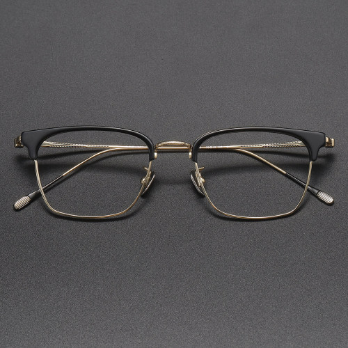 Browline Titanium Glasses LE1219_Black & Gold