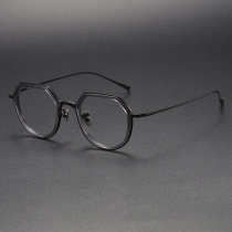 Geometric Titanium Glasses LE1235_Clear Gray & Black