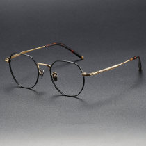 Geometric Titanium Glasses LE1216_Black & Gold