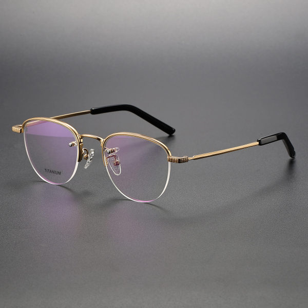 Half Rim Titanium Glasses LE1229_Gold