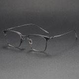 Browline Titanium Glasses LE1219_Clear Gray & Gunmetal