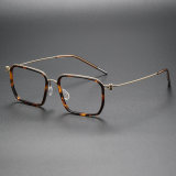Rectangle Titanium Glasses LE1223_Tortoise & Gold