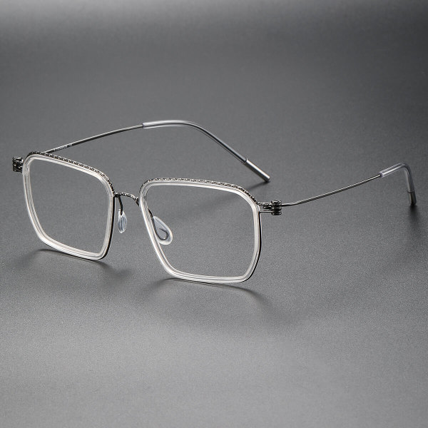 Rectangle Titanium Glasses LE1223_Clear & Gunmetal