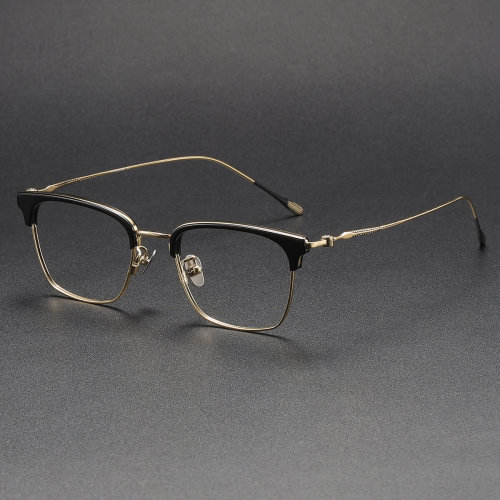 Browline Titanium Glasses LE1219_Black & Gold