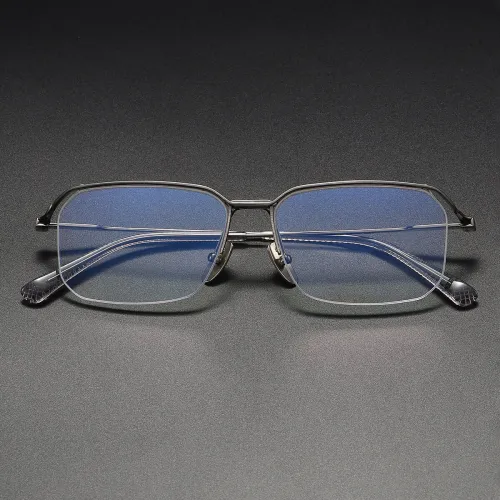 Half Rim Titanium Glasses LE1222_Gunmetal
