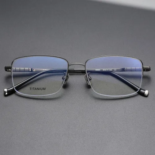 Half Rim Titanium Glasses LE1227_Gunmetal