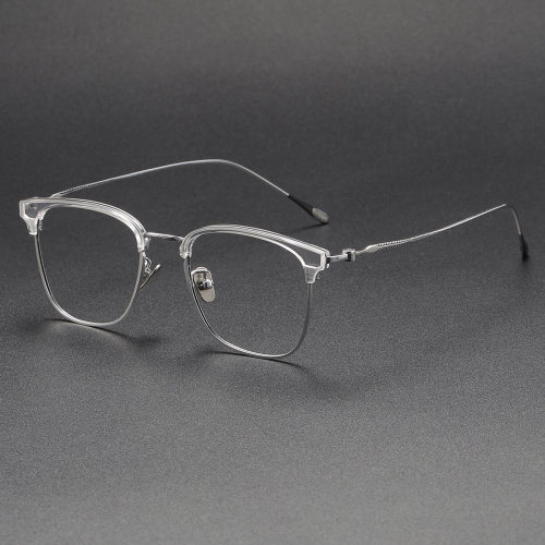 Browline Titanium Glasses LE1232_Clear & Silver