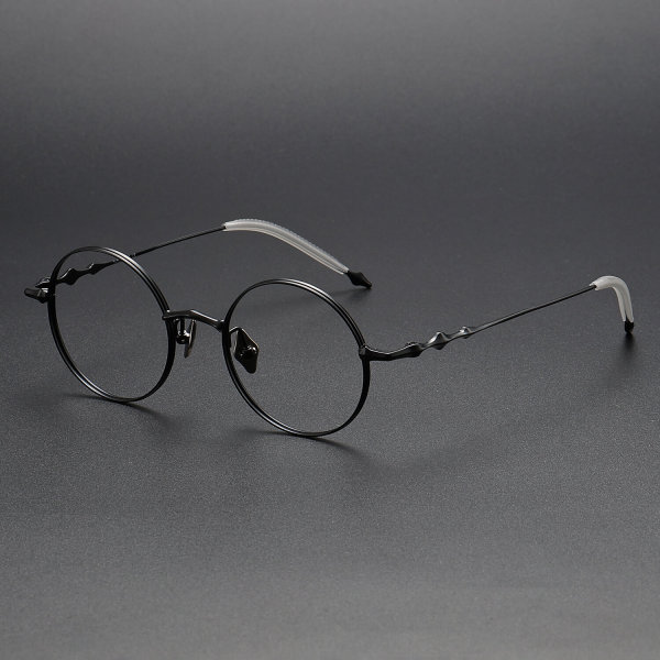 Round Titanium Glasses LE1242_Black