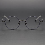 Round Titanium Glasses LE1242_Blue & Gunmetal