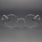Round Titanium Glasses LE1242_Silver