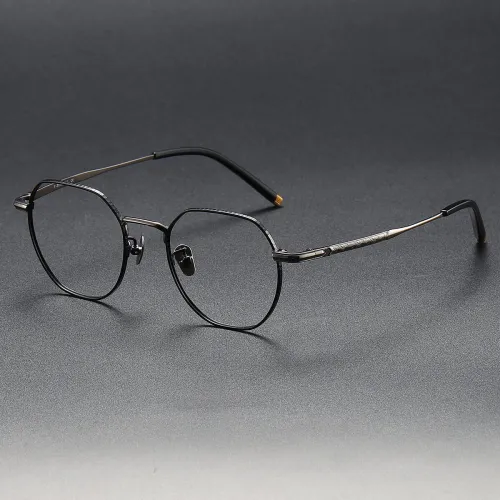 Geometric Titanium Glasses LE1216_Black & Gunmetal