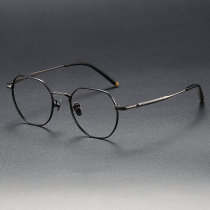 Geometric Titanium Glasses LE1216_Black & Gunmetal Geometric Titanium Glasses LE1216_Black & Gunmetal