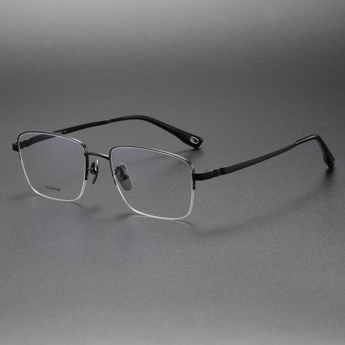 Half Rim Titanium Glasses LE1165_Black