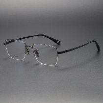 Half Rim Titanium Glasses LE1165_Black Half Rim Titanium Glasses LE1165_Black