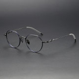 Geometric Titanium Glasses LE1225_Blue & Gunmetal