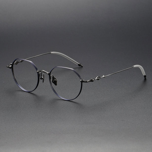 Geometric Titanium Glasses LE1225_Blue & Gunmetal