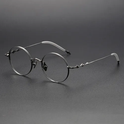 Round Titanium Glasses LE1242_Gunmetal