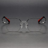 Geometric Titanium Glasses LE1231_Black & Silver