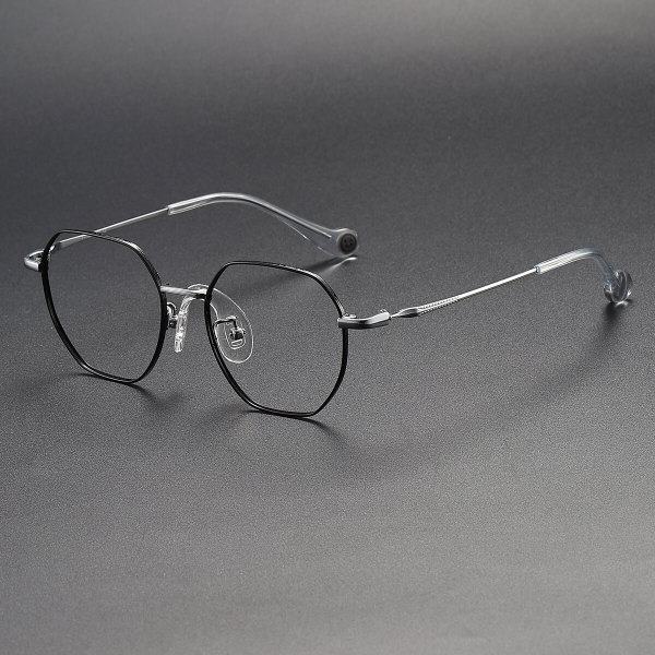 Geometric Titanium Glasses LE1243_Black & Silver