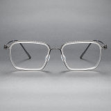 Rectangle Titanium Glasses LE1223_Clear & Gunmetal