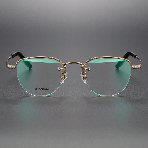 Half Rim Titanium Glasses LE1229_Gold