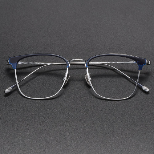 Browline Titanium Glasses LE1232_Clear Blue & Silver