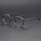 Round Titanium Glasses LE1162_Bright & Gunmetal