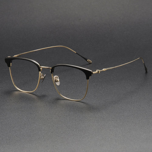 Browline Titanium Glasses LE1232_Black & Gold