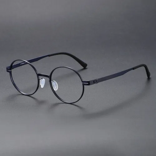 Round Titanium Glasses LE1238_Blue