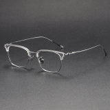 Browline Titanium Glasses LE1219_Clear & Silver