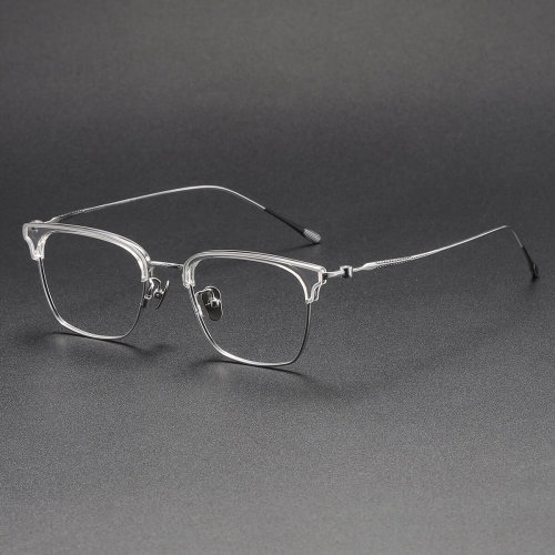 Browline Titanium Glasses LE1219_Clear & Silver