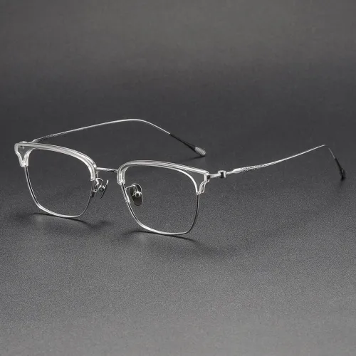 Browline Titanium Glasses LE1219_Clear & Silver