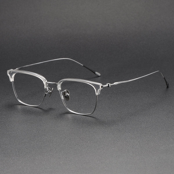 Browline Titanium Glasses LE1219_Clear & Silver