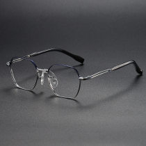 Geometric Titanium Glasses LE1231_Blue & Silver