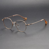 Geometric Titanium Glasses LE1243_Milk Tea & Gold