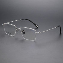 Half Rim Titanium Glasses LE1234_Silver Half Rim Titanium Glasses LE1234_Silver