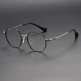 Geometric Titanium Glasses LE1243_Black & Gold