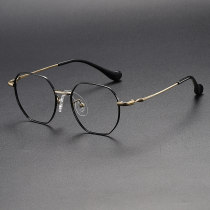 Geometric Titanium Glasses LE1243_Black & Gold