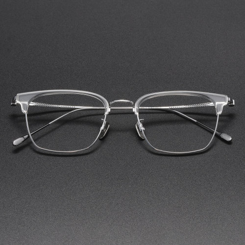 Browline Titanium Glasses LE1219_Clear & Silver