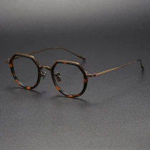 Geometric Titanium Glasses LE1235_Tortoise & Bronze