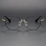 Geometric Titanium Glasses LE1243_Black & Gold