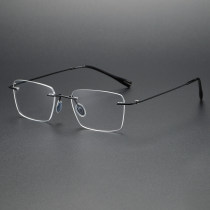 Rimless Titanium Glasses LE1213_Black Rimless Titanium Glasses LE1213_Black