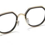 Geometric Titanium Glasses LE1235_Black & Gold