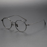 Round Titanium Glasses LE1217_Gunmetal