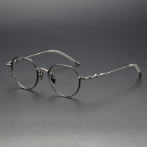 Geometric Titanium Glasses LE1225_Black & Silver